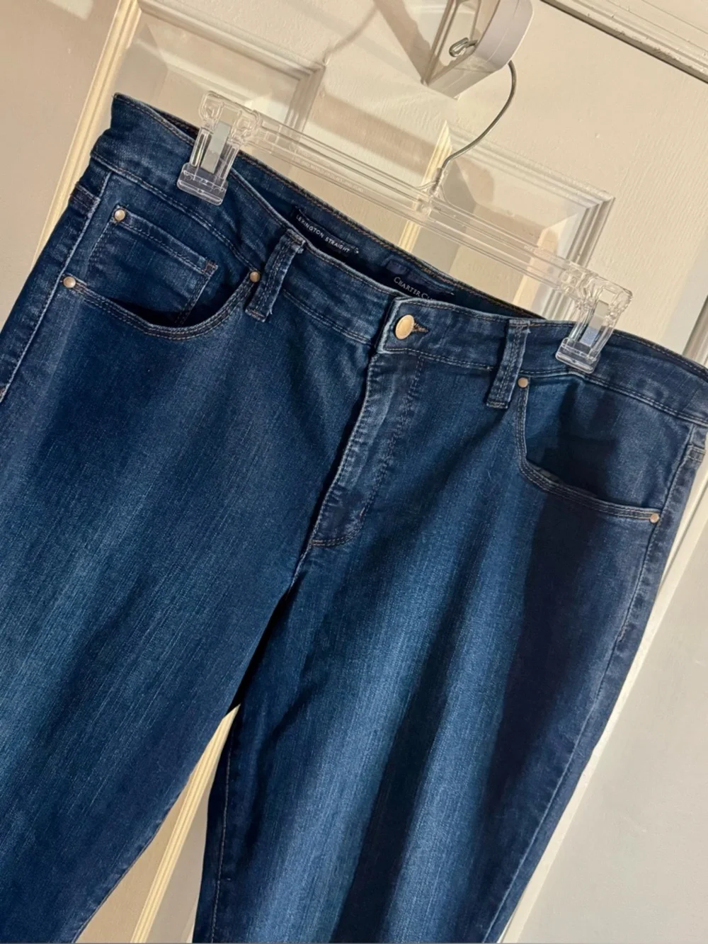 Macy’s Charter Club Lexington Straight Dark Wash Straight Leg Jeans Size 14 - Picture 3 of 10